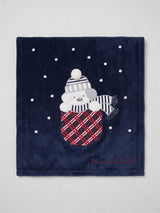 Coperta blu per neonato con decorazione ricamata